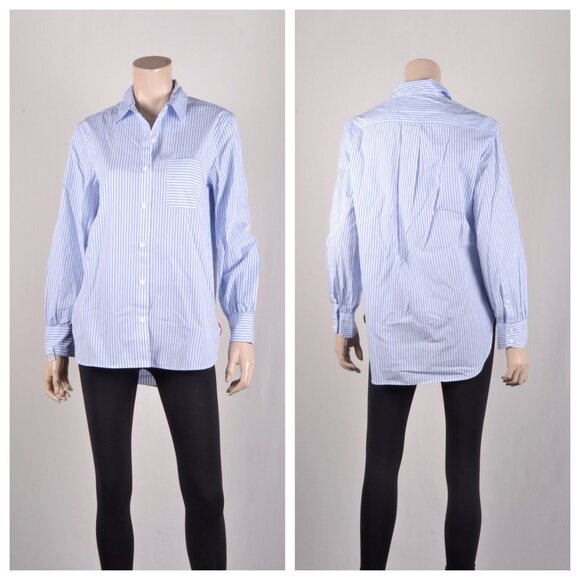 rag & bone Max Stripe Button Front Shirt Light Blue - Picture 2 of 2